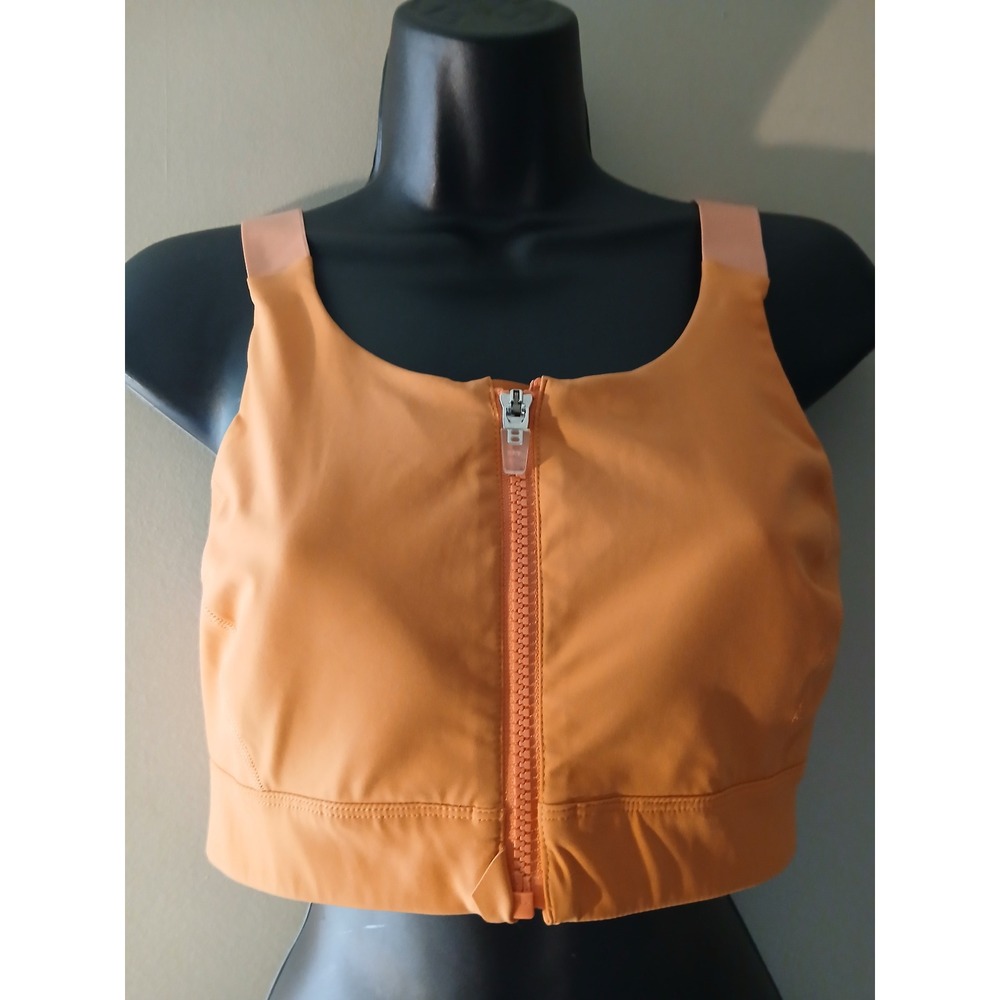 Outdoor Voices Powerhouse Zip Front Sports‎ Bra Orange Peach S/M D Cup